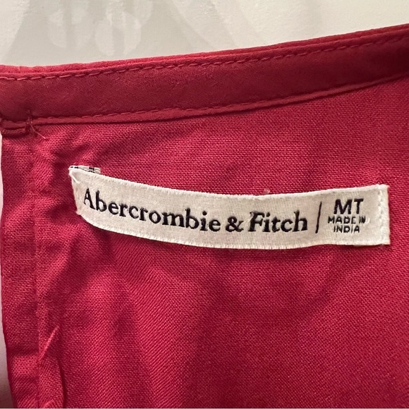 Abercrombie & Fitch Puff Sleeve Red Mini Dress Size M Tall - Picture 2 of 5